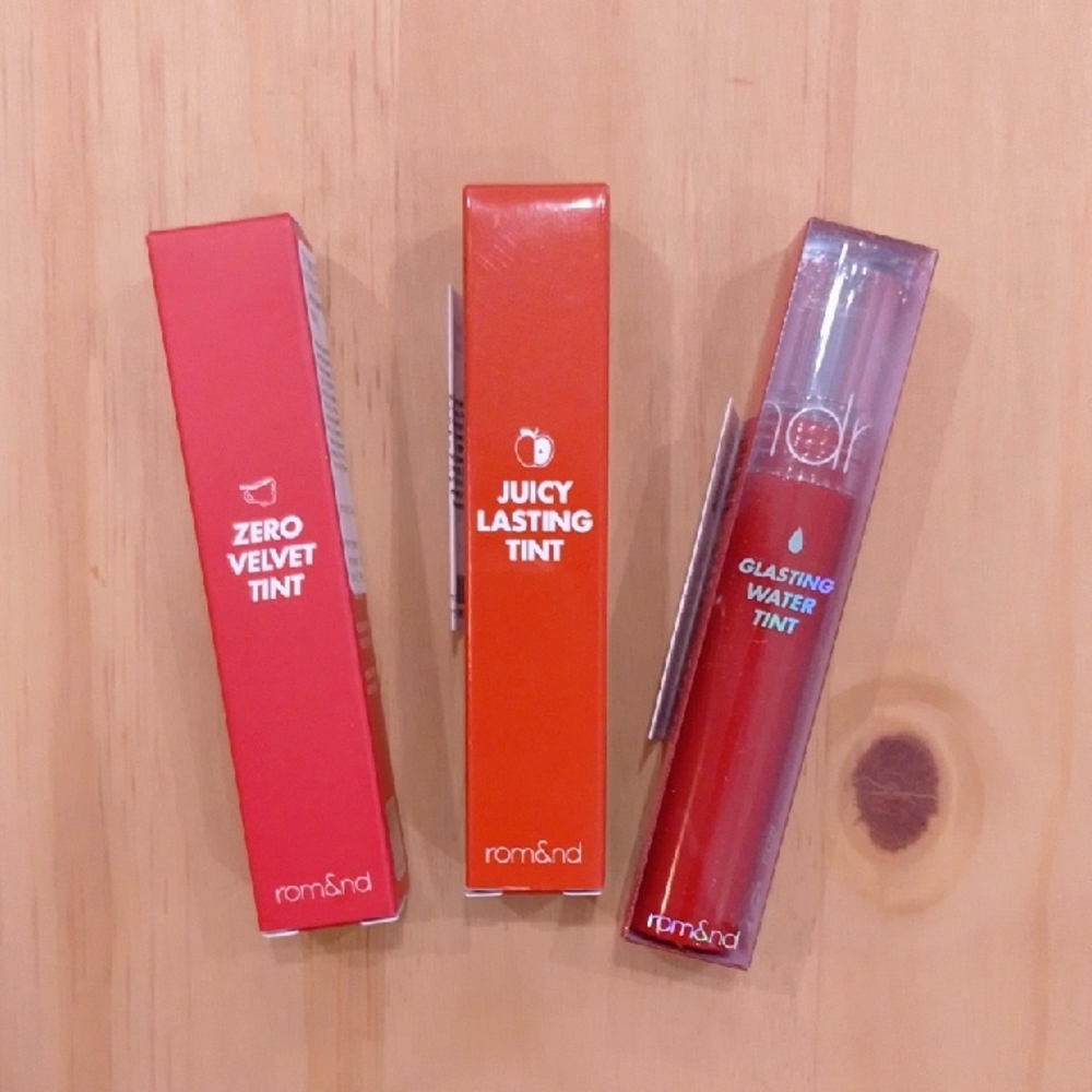 Set of 3 Rom&nd Lipstick Lip Tint Shine Gloss